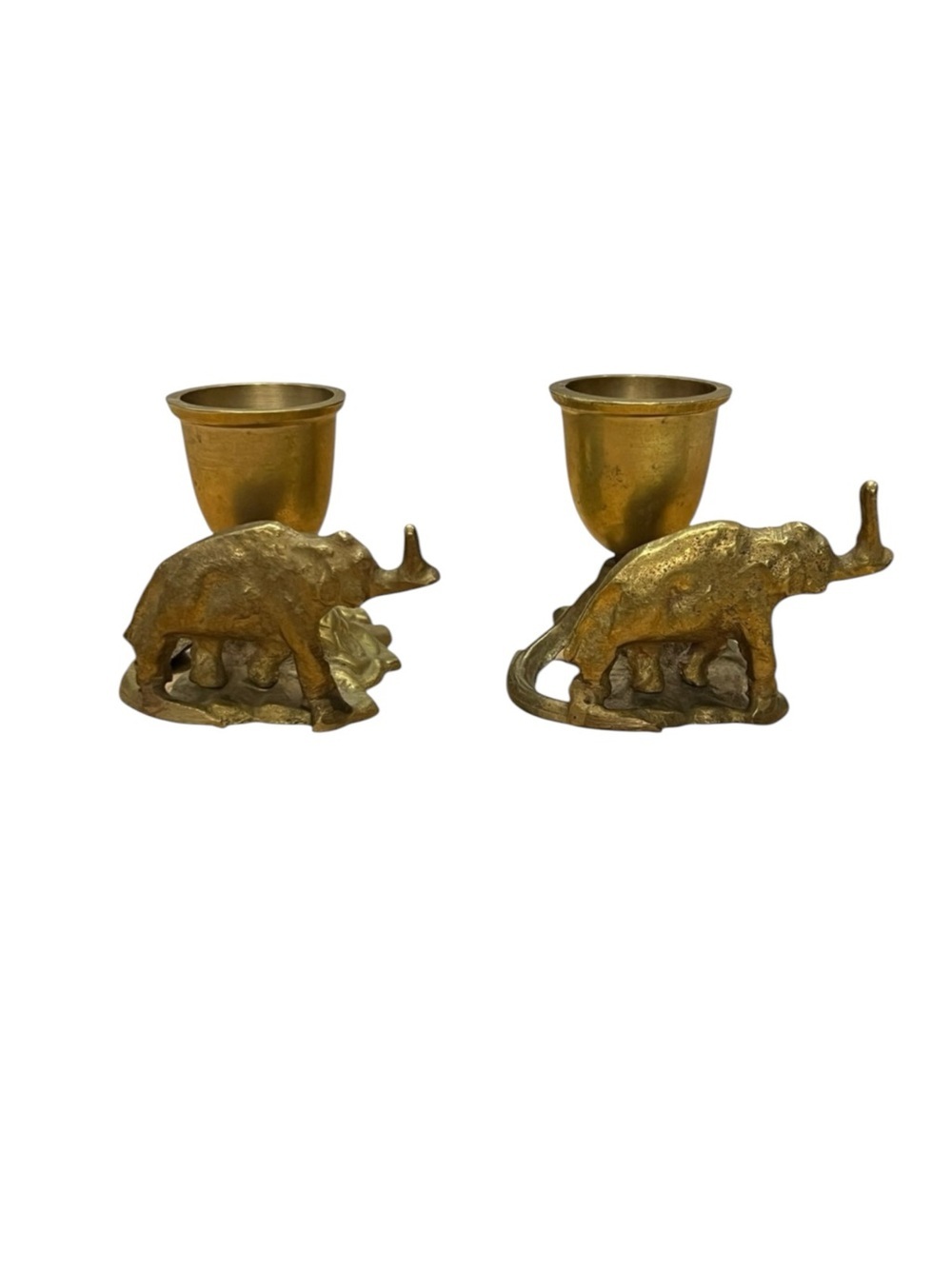 Brass Elephant Candle Holders (2)